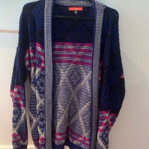 Lulumari Aztec open front boho cardigan sweater